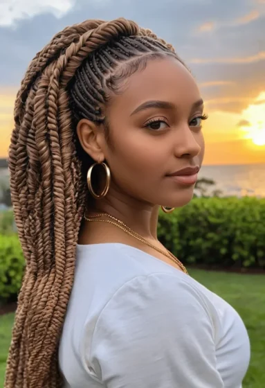 Box Braids with Jumbo Curled Tips for a Voluminous Look