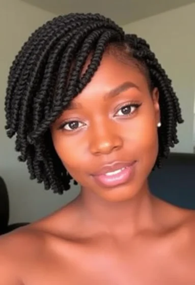 Coily Crochet Hair with Side Bangs