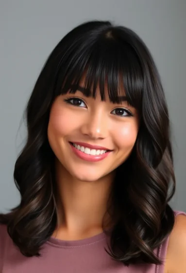 Curled Ends with Brow-Grazing Bangs