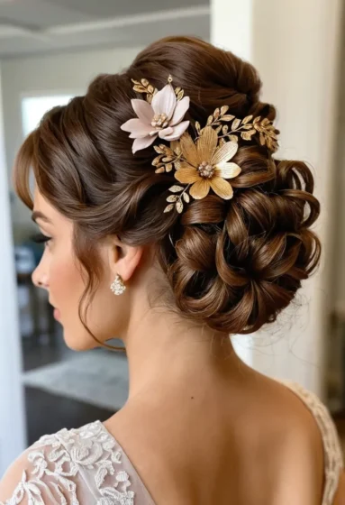 Curly Bun with a Decorative Clip