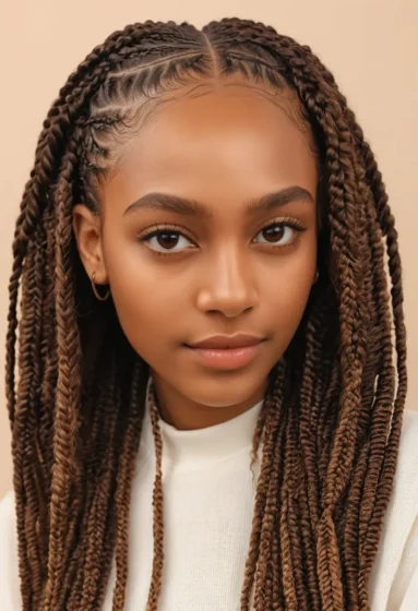 Curly Ends with Soft Knotless Box Braids Framing the Face