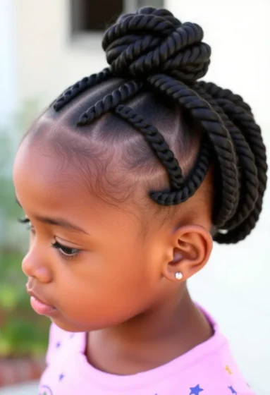 Curved Cornrows into a Bun