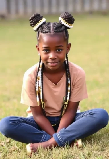 Double Braided Bun with Beads