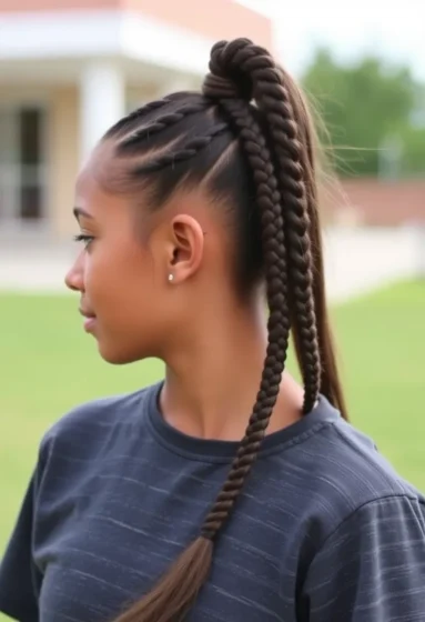 Feed-in Braids into Ponytail