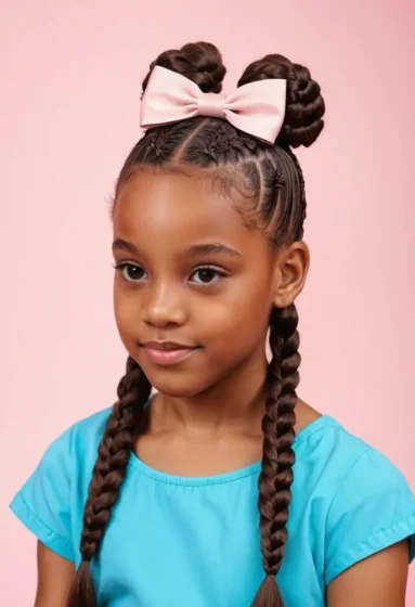 Feed-in Braids with a Bow Bun