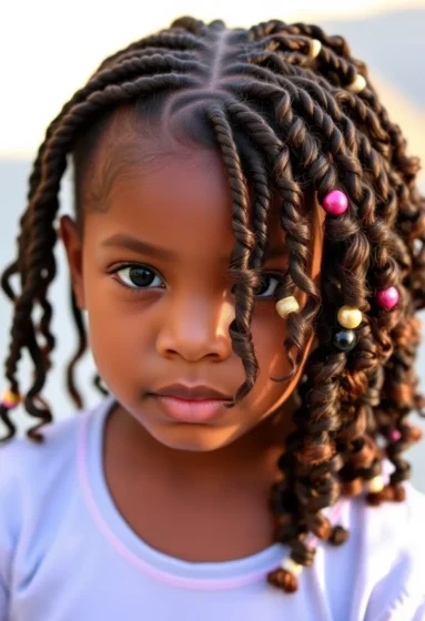 Half Braids Half Curls with Beads
