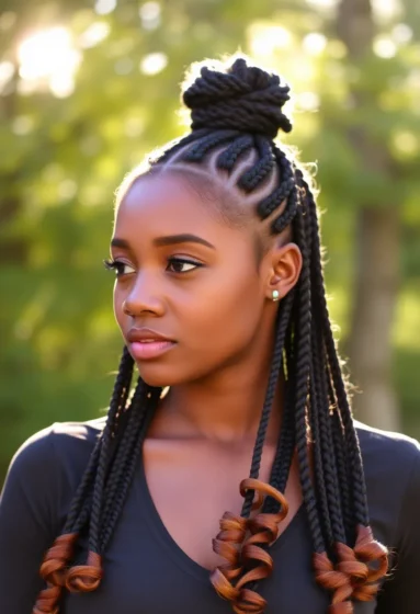 Half-Up Half-Down Knotless Braids with Curly Ends