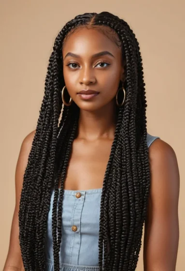 Knotless Box Braids with Defined Spiral Curls
