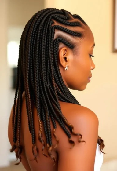Long Knotless Box Braids with Subtle Curly Wave Ends