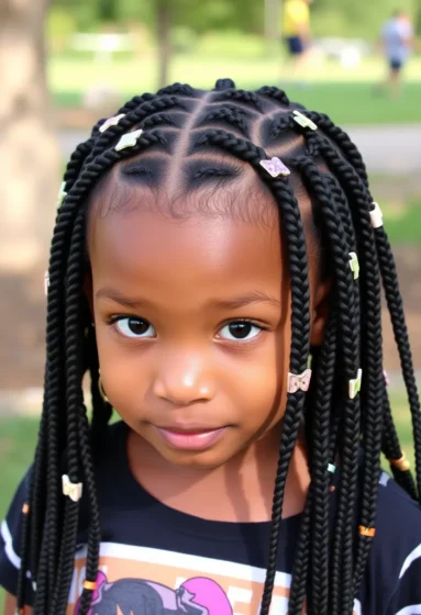 Mini Box Braids with Barrettes