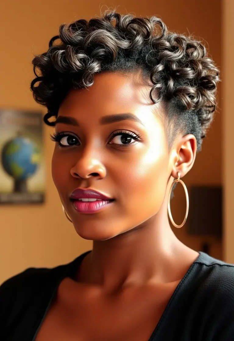 Razor Cut Pixie with Natural Curls