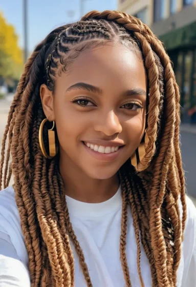 Short Knotless Box Braids with Medium Bouncy Curls