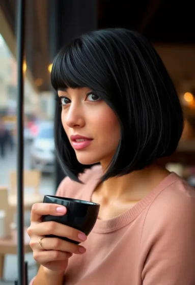 Side-Swept Bangs on a Sleek Bob