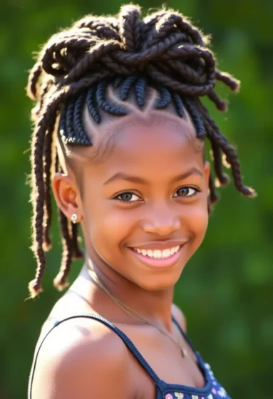 Small Box Braids with a High Puff