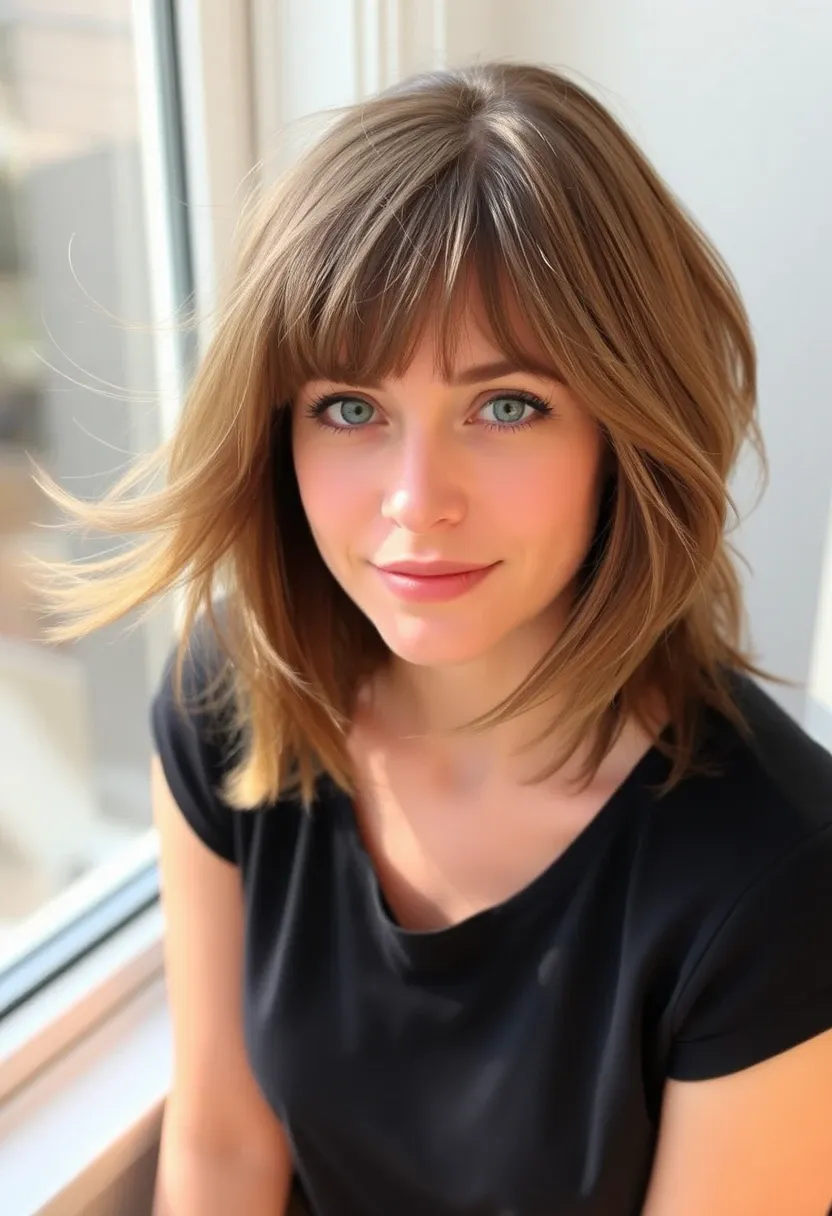 Wispy Bangs with Layered Lob