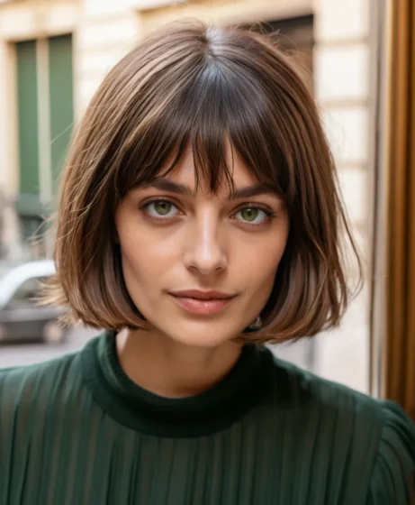 Layered French Bob with Curtain Bangs