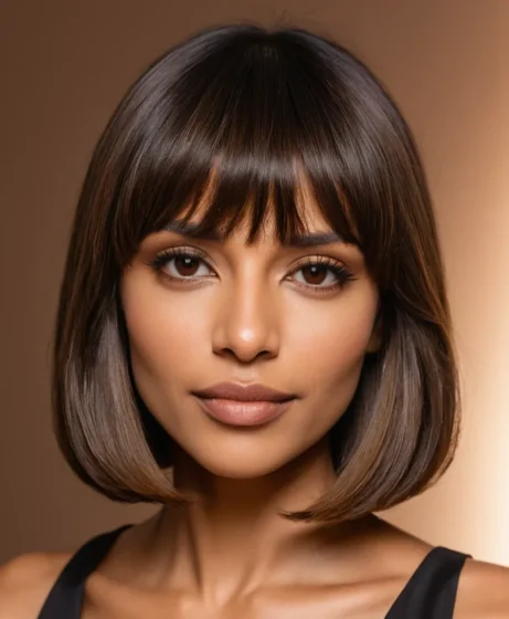 Layered Lob with Blunt Bangs