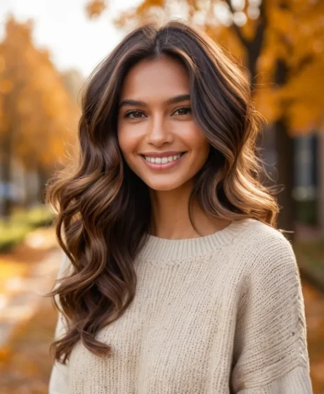 Classic Caramel Dark Brown Balayage