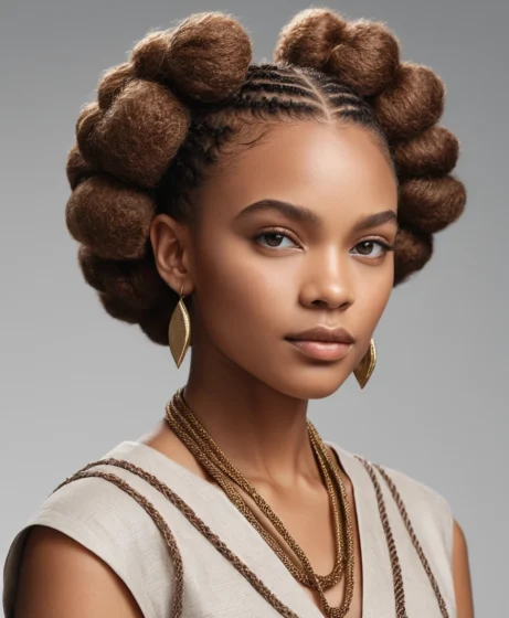 Coiled Natural Hair with Side Braids