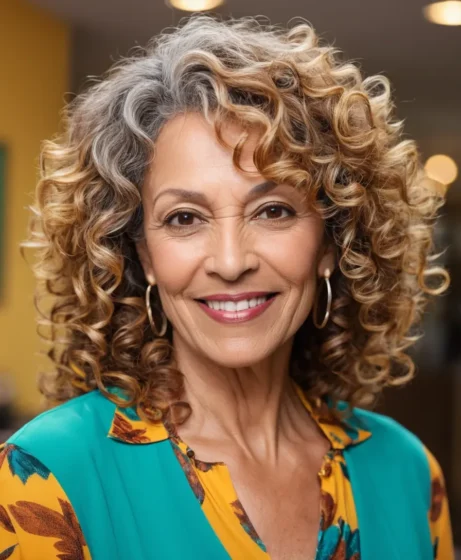 Curly Layered Cut with Highlights