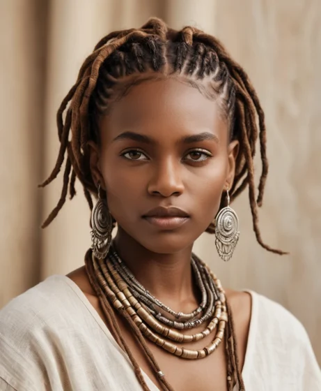 Faux Locs Bob with Tribal Shells