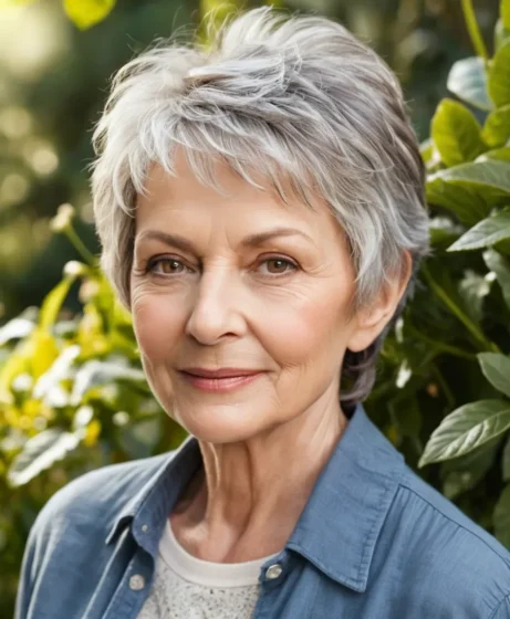 Layered Crop with Natural Gray Shine