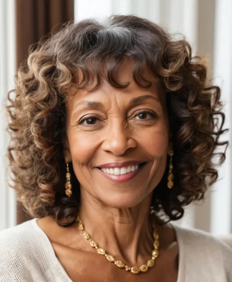 Shoulder-Length Curly Cut with Bangs