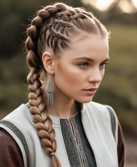 Side Cornrow Braids into Mini Top Knot