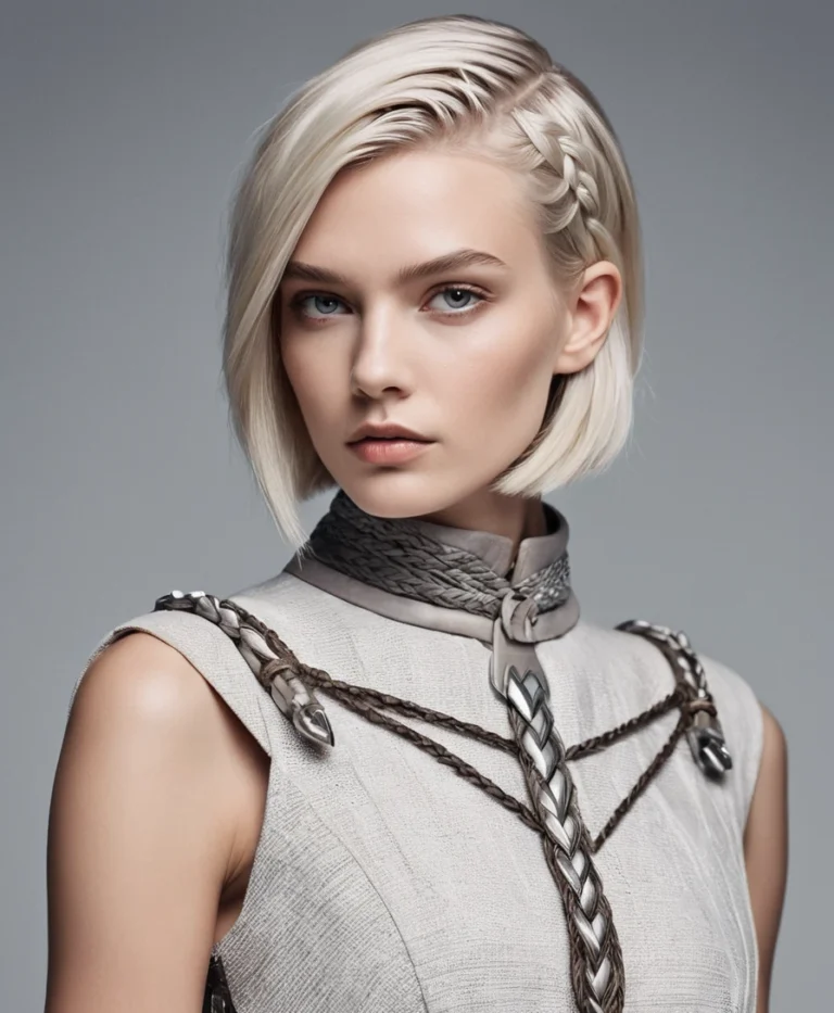 Side-Shaved Bob with Back Braids