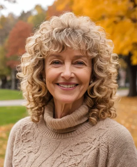 Textured Curly Shag with Bangs