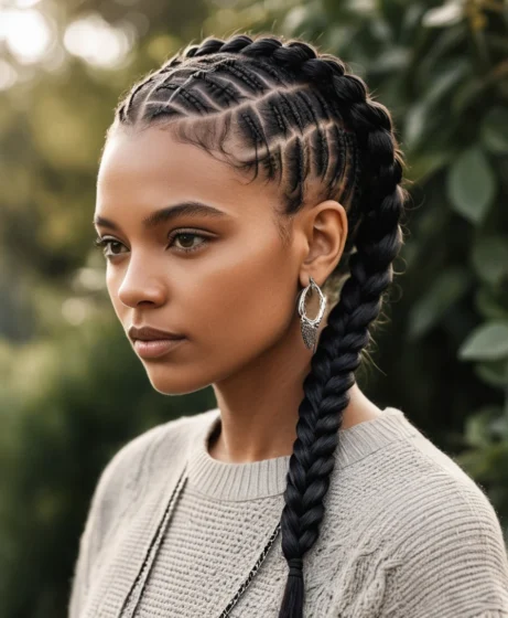 Tiny Box Braids with Viking Rings