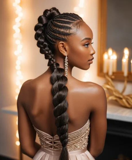 Cornrows into a Flowing Ponytail