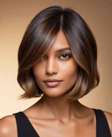 Dark Caramel Balayage Bob