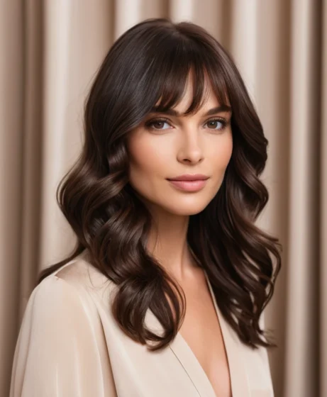 Dark Chocolate Espresso with Soft Curtain Bangs