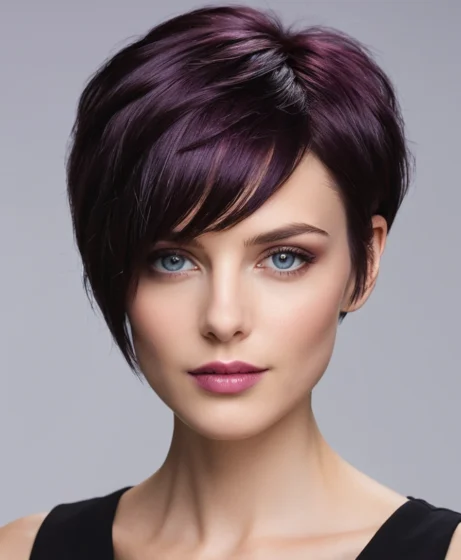 Dark Plum Short Hairstyle

