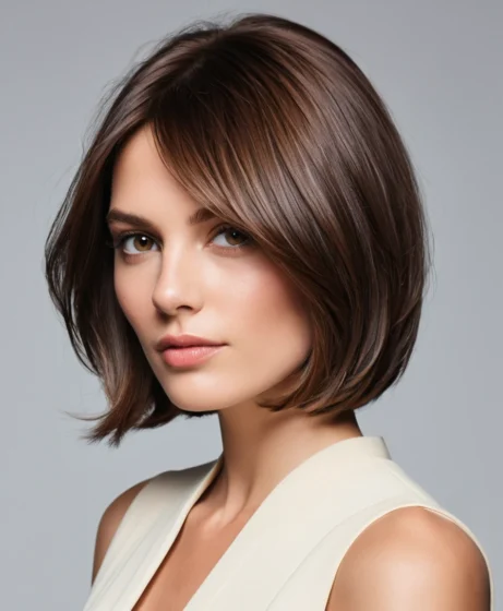 Deep Brunette Layered Bob

