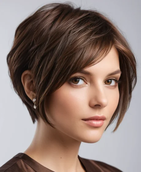 Deep Coffee Brown Textured Cut