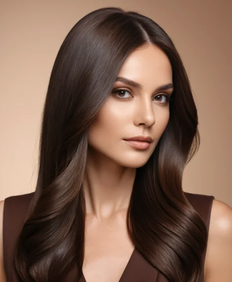 Deep Espresso Chocolate with Sleek Middle Part