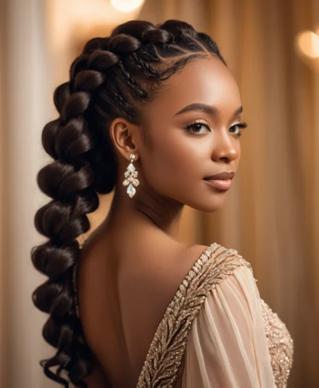 Long Goddess Braids with Curls