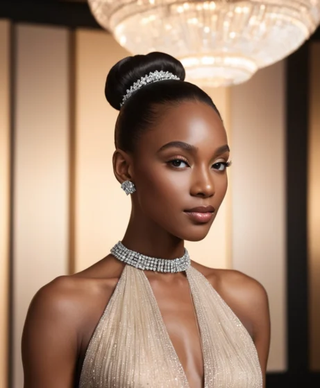 Low Sleek Bun with Middle Part