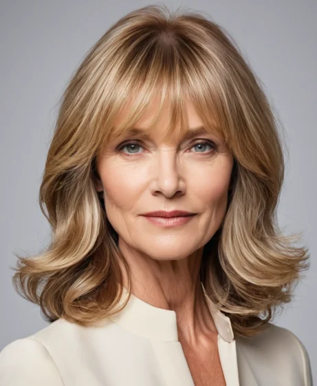 Medium-Length Layers With Curtain Bangs

