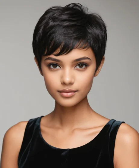 Velvet Black Layered Pixie