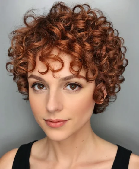 Auburn Curly Pixie Hairstyle