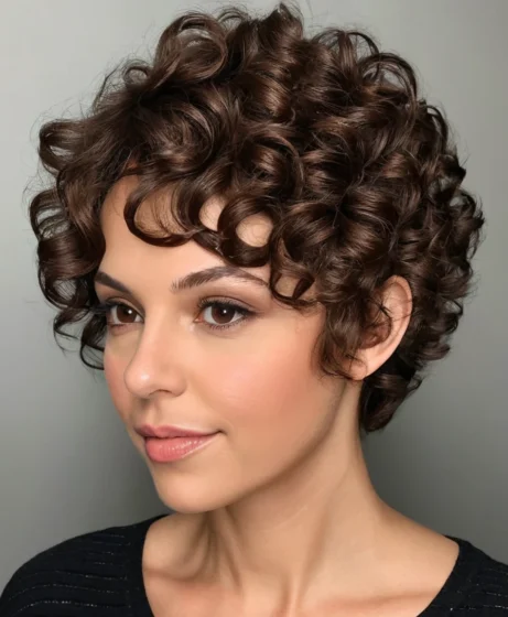 Chocolate Brown Curly Pixie