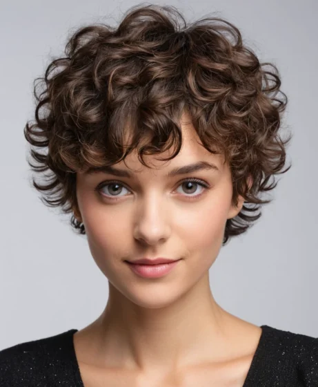 Curly Pixie With Wispy Fringe