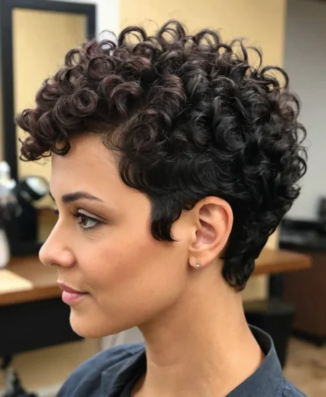 Tapered Curly Pixie Cut