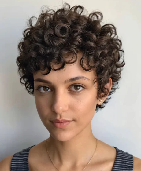 Textured Curly Pixie With Layers