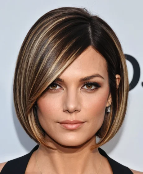 Angled Bob with Highlighted Face-Framing Pieces