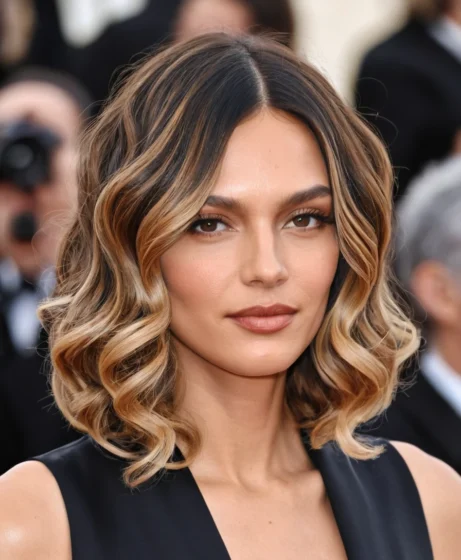 Bob with Center Part and Loose Curls