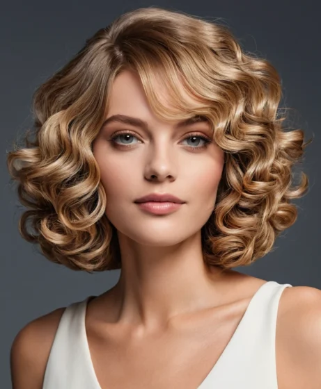 Bob with Face-Framing Curls and Volume at the Ends